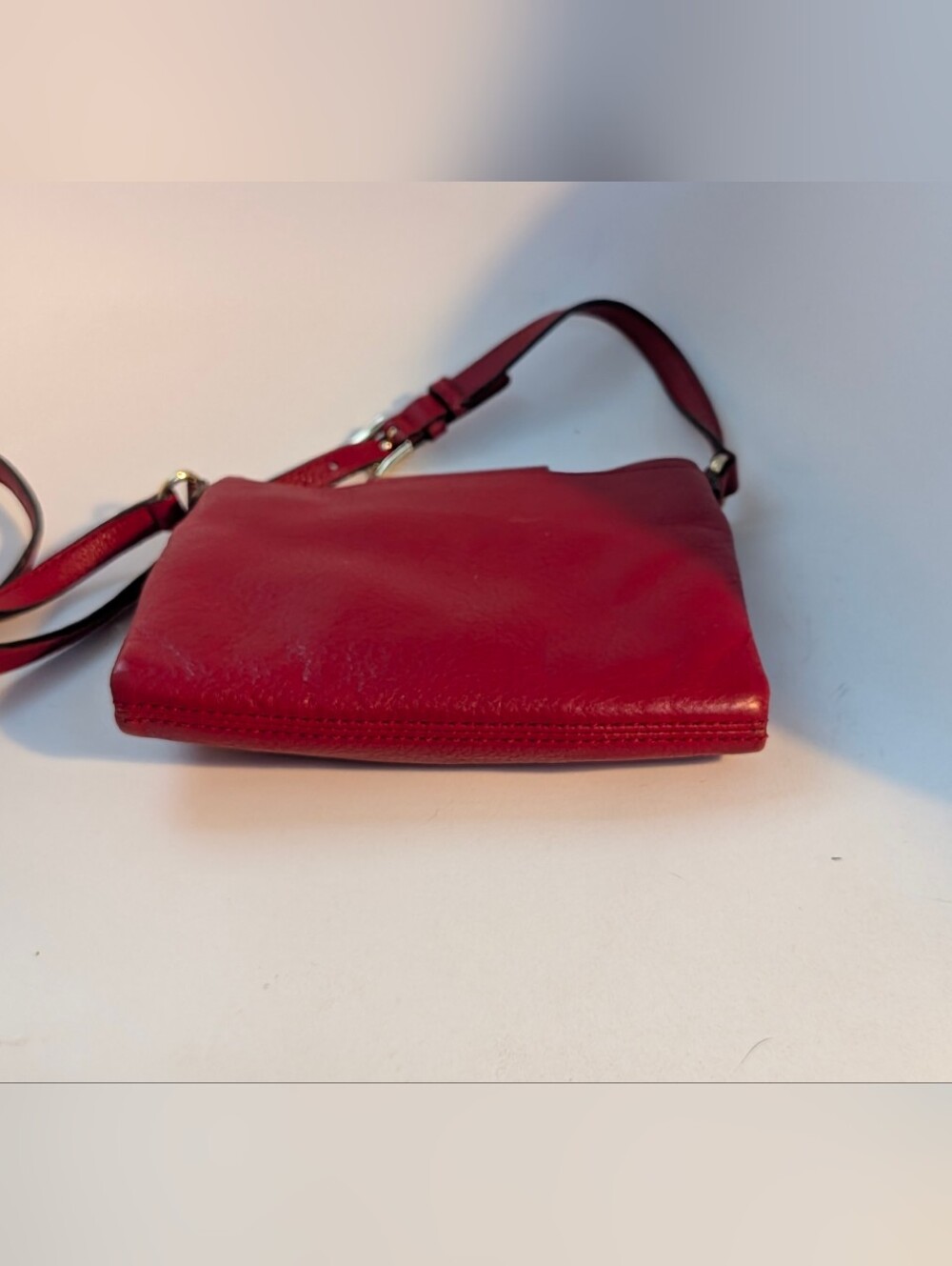 Michael Kors Crossbody Bag Soft Leather Gold Hardware Red - Picture 4 of 12